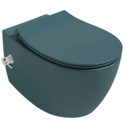 Унитаз подвесной ISVEA Sentimenti Neo, с функцией биде, 363х510х340 мм, цвет: изумрудный матовый, горизонтальный (в стену) выпуск, без сиденья, безободковый, антивсплеск, под скрытый бачок