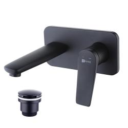 Смеситель для раковины/умывальника Lemark Bronx, встраиваемый, однорычажный, неповоротный, керамический, длина излива 172 мм, латунь, цвет черный