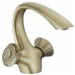 Смеситель для умывальника ROSE двухвентильный, неповоротный, длина 108 мм, латунь, цвет бронза