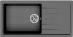 Мойка кухонная Longran Ultra ULS914.457, 91,4х45,7 см, врезная, искусственный гранит (LONSTONE), прямоугольная, цвет оникс, без отверстия под смеситель, слив-перелив, с крылом