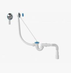 Сифон Zegor для ванны U-образный, h-130 мм ,выпуск 70 мм, длина винта 50 мм, пробка с пластиковой цепочкой, выход-гибкая труба 1 1/2-Ø40/50, для ванны