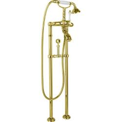 Смеситель для ванны/душа Cezares Margot, напольный, однорычажный, неповоротный, длина 168 мм, керамический, латунь, цвет золото 24 карат