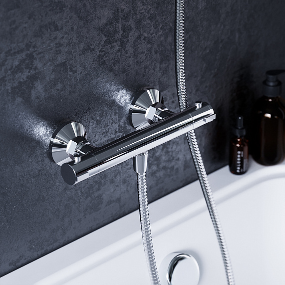 Смеситель для душа Damixa Jupiter, настенный, термостатический, без излива/шланга/лейки, латунь, цвет хром, для душа