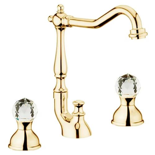 Смеситель для раковины Webert Karenina двухвентильный, поворотный, длина 165 мм, латунь, цвет золото