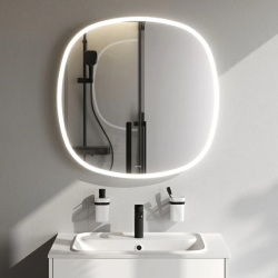 Зеркало AM.PM Func, 80х80 см, с LED/ЛЕД-подсветкой, закругленное, выключатель сенсорный, для ванны, навесное/подвесное/настенное