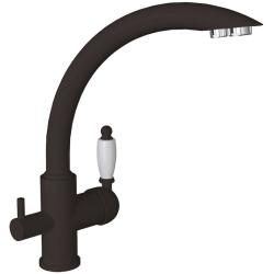 Смеситель для кухни Florentina Шале, однорычажный, поворотный, керамический, с высоким изливом, высота излива 29 см, латунь, с подключением к фильтру чистой воды, цвет мокко