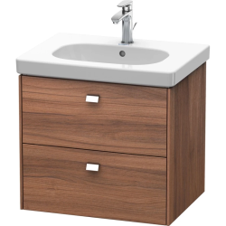 Тумба под раковину Duravit Brioso, 62х46,9х56,3 см, подвесная, 2 выдвижных ящика, ДСП, цвет: орех матовый/хром, шкафчик навесной, механизм доводчика, прямоугольная, правая/левая, в ванную комнату