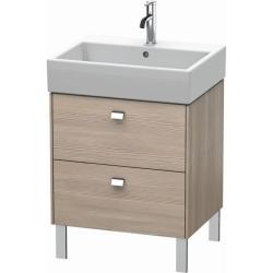 Тумба под раковину Duravit Brioso, 58,4х45,9х57 см, напольная, цвет: сосна серебристая/хром, 2 выдвижных ящика, ДСП, прямоугольная, левая/правая, в ванную комнату