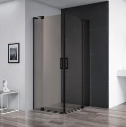 Душевой уголок Cezares Slider, 70х80 см, без поддона, прямоугольный, угловой, стекло бронзовое, (без сифона) без крыши, распашной, стеклянный, алюминиевый профиль (черный)