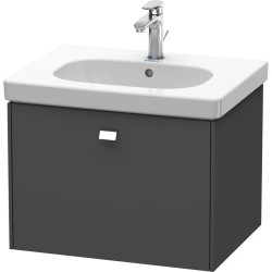 Тумба под раковину Duravit Brioso, 62х46,9х45,2 см, подвесная, 1 выдвижной ящик, ДСП, цвет: графит матовый/хром, шкафчик навесной, механизм доводчика, прямоугольная, правая/левая, в ванную комнату