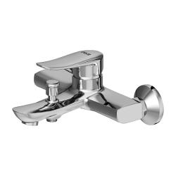 Смеситель для ванны/душа Dorff Ultra однорычажный, керамический, настенный, излив короткий литой 154 мм, латунь, цвет хром