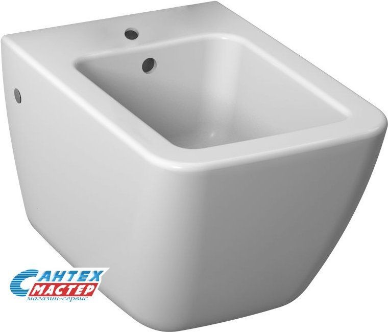 Биде подвесное Jika Pure, БЕЛЫЙ, горизонтальный (прямой, в стену) выпуск, без сиденья, слив-перелив, тип керамический, прямоугольный, размеры (Джика) 