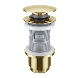 Донный клапан Excellent для раковины, универсальный, клик-клак/clik-clack, цвет: золото, латунь, круглый, для раковины/умывальника, биде