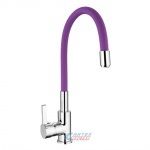 Смеситель для кухни/мойки Ledeme Rainbow однорычажный, керамический, с гибким изливом, латунь, цвет хром/фиолетовый, кухонный, хромированный, вертикальный, однорукий, одноручный, однозахватный, одноручковые, кран, комплект, сантехника