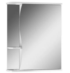 Зеркальный шкаф Домино Волна Айсберг 1-55, 566х157х700 мм, без подсветки, подвесной, цвет белый, зеркало, 1 распашная дверца/открытые полки, прямоугольный, правый, правосторонний