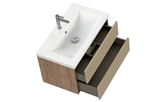 Тумба под раковину Cersanit CLASSIC RIBBLE 80 для COMO 80, подвесная, цвет бежевый, 2 выдвижных ящика, прямоугольная