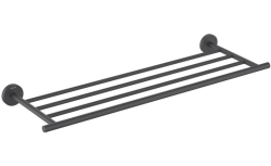 Полка Aquatek Оберон 600х220 мм настенная, для полотенец, цвет матовый черный, нержавеющая сталь/латунь, прямоугольная, подвесная, для душа/ванной