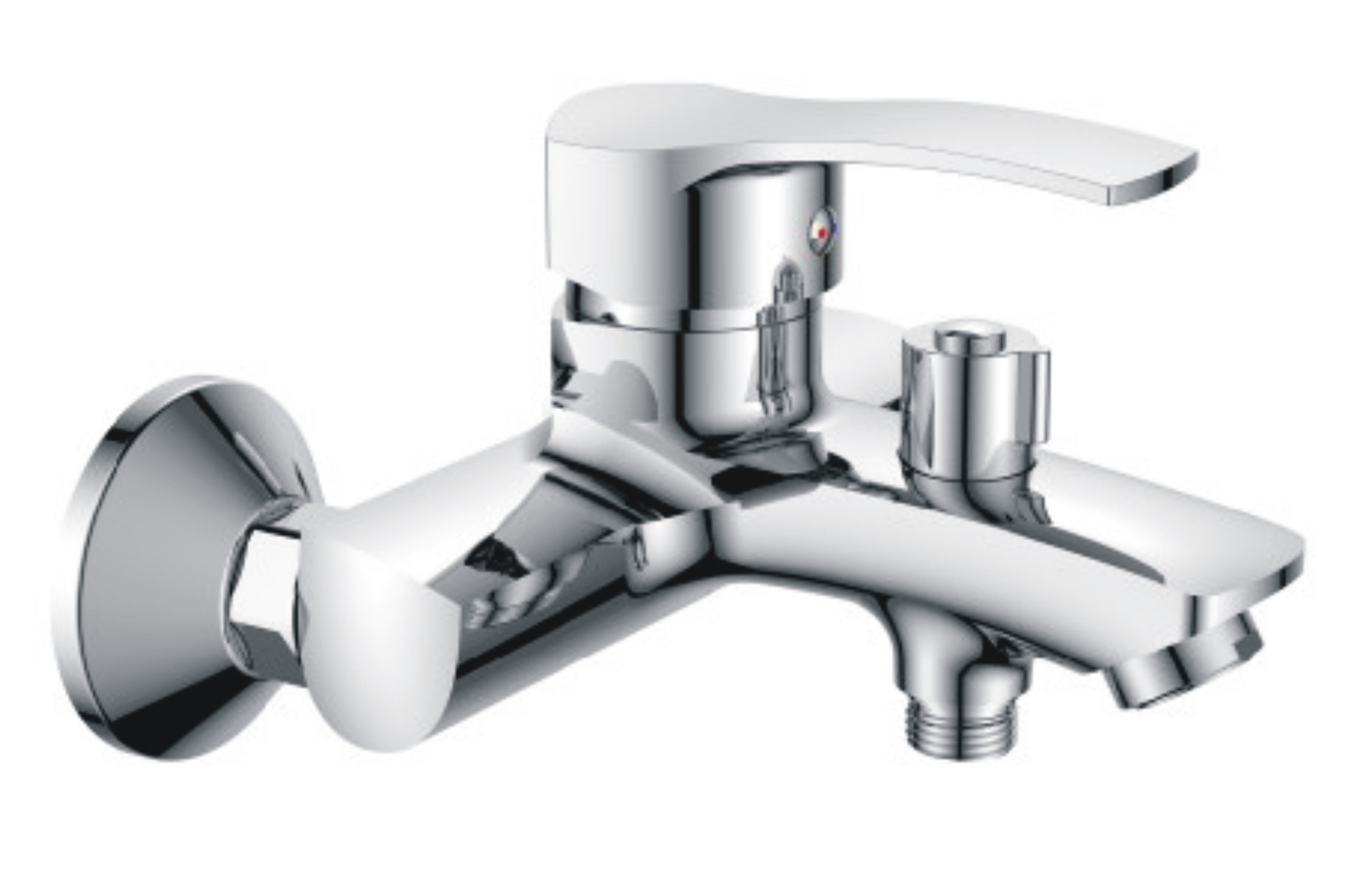 Смеситель для ванны/душа HAIBA однозахватный, хромированный, настенный, излив короткий литой, неповоротный, латунь, цвет хром