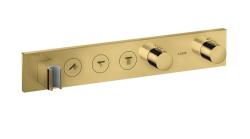 Смеситель для душа Axor ShowerSolutions Select 530/90, термостатический, для 3 потребителей, скрытого/настенного монтажа, без излива/шланга/лейки, прямоугольный, латунный, цвет полированное золото, с термостатом, встроенный/встраиваемый/термостатный