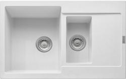 Мойка кухонная Franke MARIS MRG 651-78, две чаши, 78х50 см, врезная, искусственный гранит (Fragranite+), прямоугольная, цвет белый, без отверстия под смеситель, с крылом, оборачиваемая