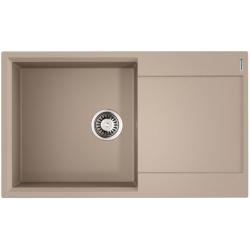 Мойка кухонная Omoikiri Daisen 86-SA, 51х86 см, врезная, из искусственного гранита (Artgranit), прямоугольная, цвет бежевый, без отверстия под смеситель, с крылом, оборачиваемая, слив-перелив, врезная в столещницу, для кухни