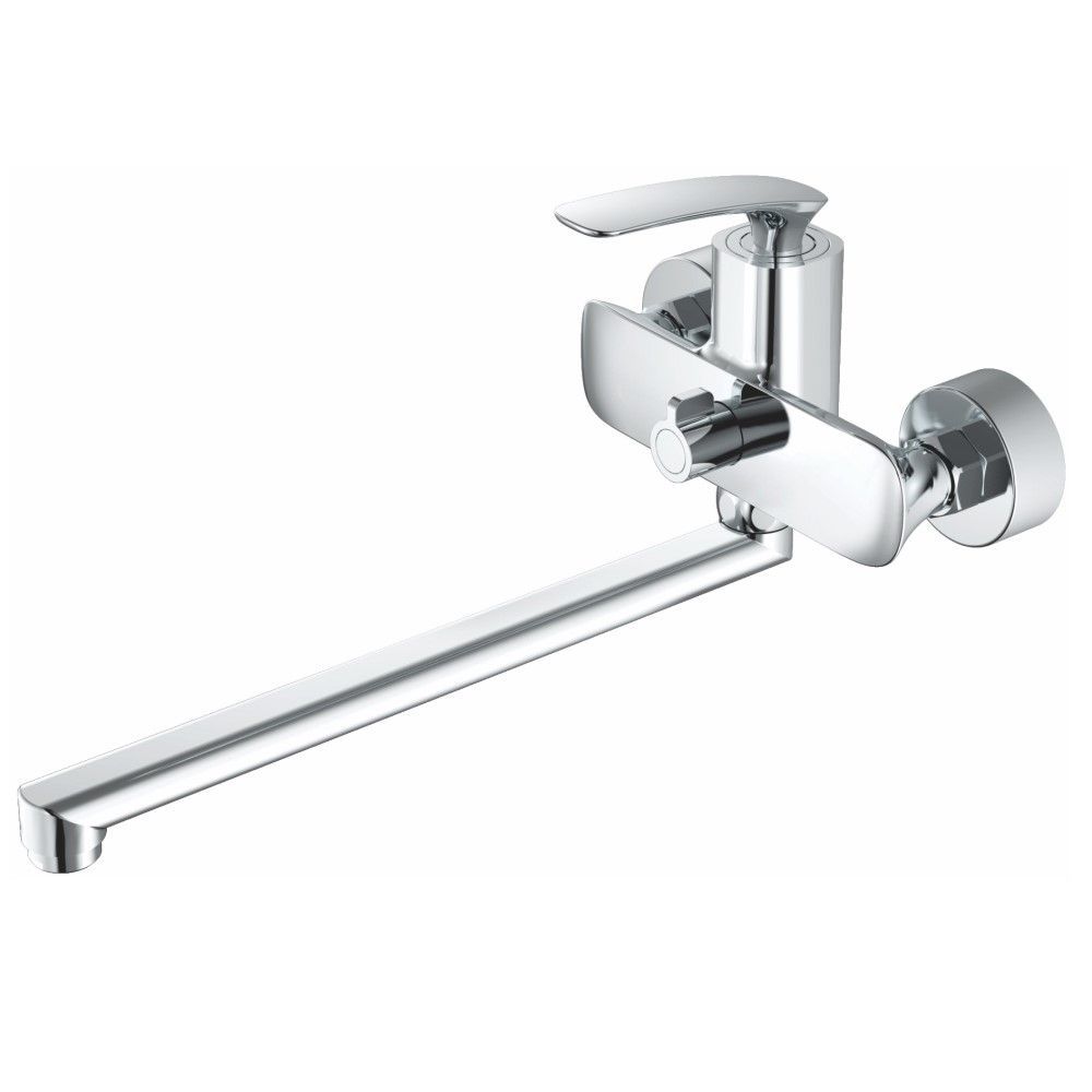 Смеситель для ванны/душа HAIBA однозахватный, хромированный, настенный, излив длинный 390 мм, поворотный, латунь, цвет хром