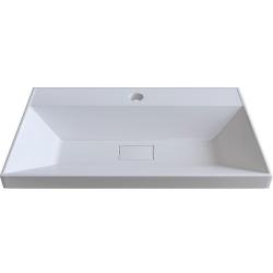 Раковина Velvex Classica Slim 60 белый, 600х360х120 мм накладная, прямоугольная, искусственный камень, цвет белый, с отверстием под смеситель, без слива-перелива