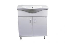 Тумба Loranto Коралл 75, с раковиной Basic 75, 75х46х86 см, напольная, распашные дверцы, ЛДСП/МДФ, прямоугольная, раковина (Basic 75), прямоугольная, цвет белый, керамика