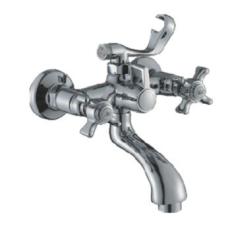 Смеситель для ванны/душа Ekko, двухвентильный, настенный, неповоротный, силумин, длина излива 170 мм, керамический, цвет хром