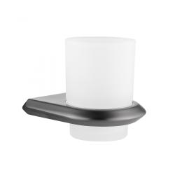 Стакан ABBER Nord для зубных щеток, с держателем, настенный, нержавеющая сталь/стекло, в ванную, цвет стекло матовое/никель AA1556NG