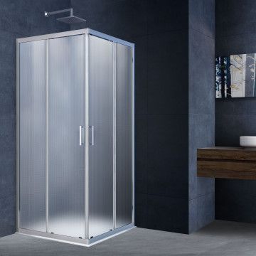 Душевое ограждение Vincea Alpha  80х80х190 см, текстурное стекло, профиль хром, левое/правое, квадратное/угловое, две двери раздвижные