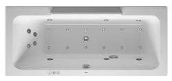Ванна Duravit Darling New 190х90 см гидромассажная, пристенная, акриловая, цвет: белый, с ножками/сливом-переливом/фронтальной панелью, асимметричная/угловая, с системой гидромассажа Combi-System P, с двумя наклонами для спины, левая