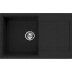 Мойка кухонная Omoikiri Sakaime 79-BL, 50х79 см, врезная, из искусственного гранита (Tetogranit), прямоугольная, цвет черный, без отверстия под смеситель, с крылом, оборачиваемая, слив-перелив, врезная в столещницу, для кухни