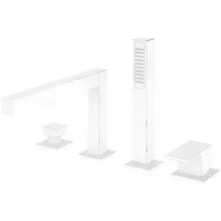 Смеситель для ванны/душа Cezares Porta, на борт ванны, однорычажный, неповоротный, длина 249 мм, керамический, латунь, цвет белый матовый