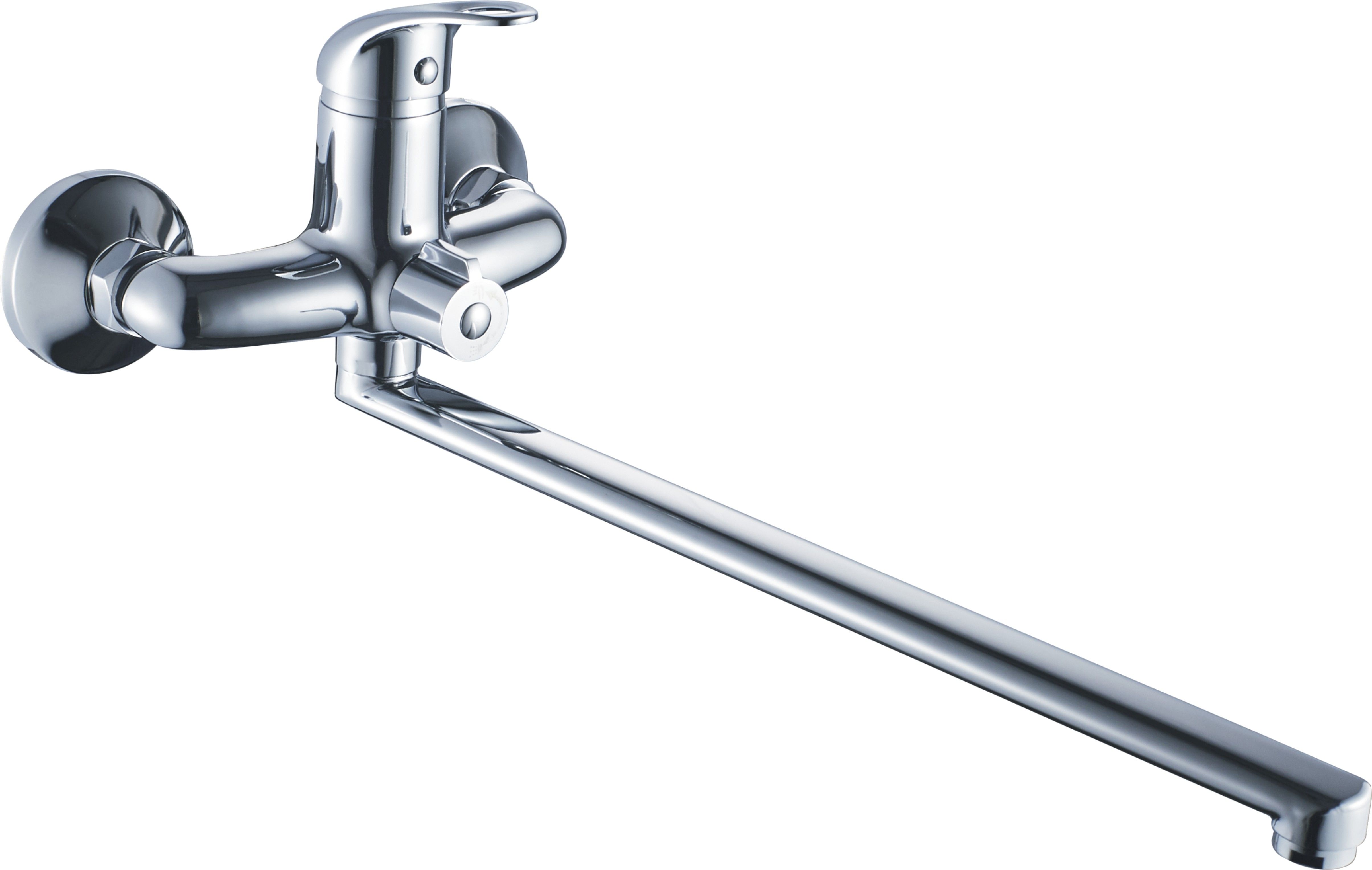 Смеситель для ванны/душа HAIBA CRON однозахватный, хромированный, настенный, излив длинный 400 мм, поворотный, силумин, цвет хром