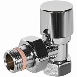 Клапан регулирующий Stout Design 1/2" (вентиль) запорно-балансировочный, цвет хром, угловой, ручной, регулируемый, с полусгоном, сгоном, американкой, для радиатора отопления