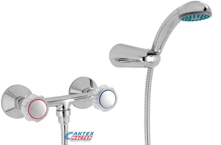 Смеситель для душа Mofem Primula 402 PRIM CER двухвентильный, керамический, настенный, без излива, с шлангом/лейкой, латунь хром