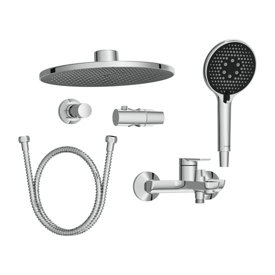 Душевая система Cersanit VIBE (смеситель стандартный) с изливом 3 режима шланг 150 металл, цвет глянцевый хром, комплект: однорычажный смеситель/тропический душ