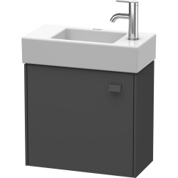 Тумба под раковину Duravit Brioso, 48,4х33,9х44,2 см, подвесная, с распашной дверцей, ДСП, цвет: графит матовый, шкафчик навесной, прямоугольная, левая, в ванную комнату