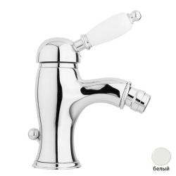 Смеситель для биде Cezares Elite, однорычажный, низкий, длина излива 110 мм, неповоротный, керамический, латунь, цвет белый матовый, с донным клапаном