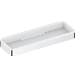 Полка Keuco Plan, одинарная, 288 мм настенная/подвесная, латунь/пластик, прямоугольная, для ванных принадлежностей, в ванную/туалет/душевую кабину, цвет хром/белый