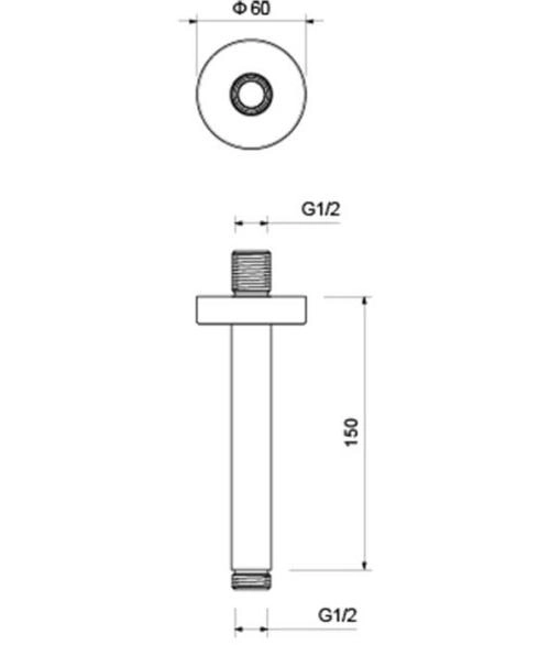 Держатель верхнего душа Aquatek AQ2171MB 150 мм цвет матовый черный, потолочный, округлый, для ванной, нержавеющая сталь