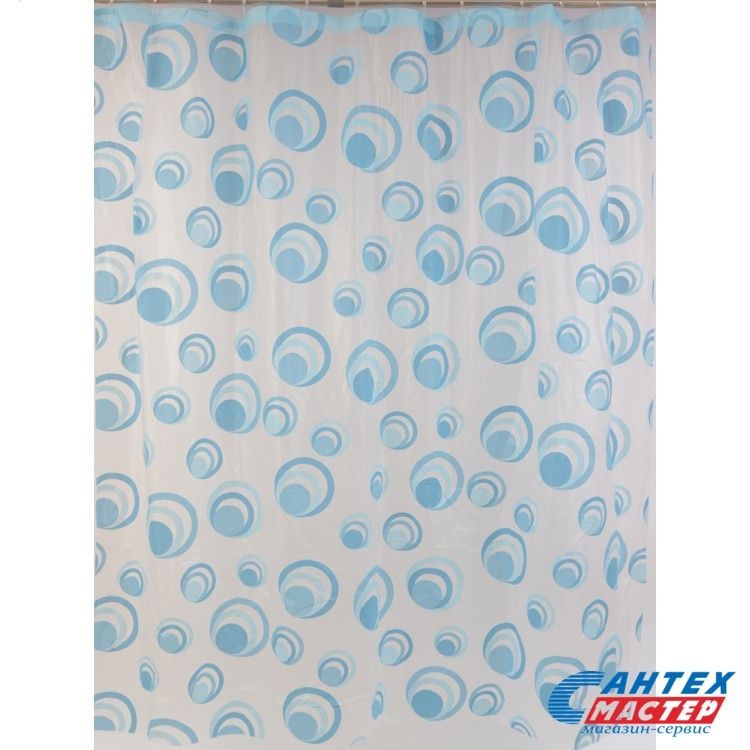 Шторка АкваЛиния для ванной комнаты Peva голубой круги 002Е-43