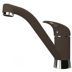 Смеситель для кухни Florentina Гамма, однорычажный, поворотный, керамический, с низким изливом, высота излива 15 см, латунь, цвет мокко