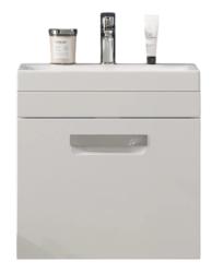 Тумба под раковину Velvex Estea 500-0-1, 493х395х450 мм подвесная, цвет белый матовый, 1 выдвижной ящик, подходит раковина COMO 50 см, универсальная, в ванную комнату