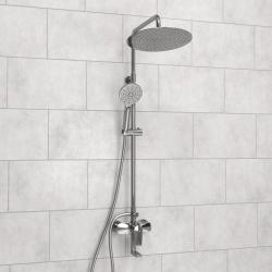 Душевая система WasserKRAFT, высота 800-1130 мм, цвет хром, комплект: однорычажный смеситель/излив/тропический душ (с верхней лейкой)/стойка/лейка/шланг, наружного монтажа
