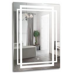 Зеркало Azario Мадрид New, 60х80 см, с LED/ЛЕД-подсветкой, с диммером, с подогревом, прямоугольное, выключатель сенсорный, для ванны, навесное/подвесное/настенное