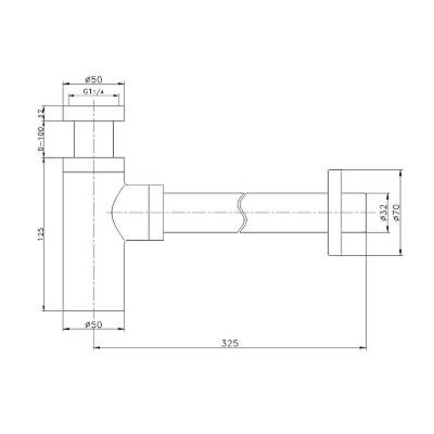 Сифон для раковины Raglo R600.20, бутылочный, без выпуска, 1 1/4" горизонтальный/боковой выпуск (в стену), латунь, цвет хром, для раковины/умывальника 