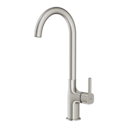 Смеситель для кухни/мойки Cersanit Elio однорычажный, поворотный излив, керамический, высота 283 мм, длина 181 мм, латунь, цвет сатин