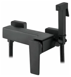 Смеситель с гигиеническим душем LEDEME настенный, однорычажный, латунный, цвет черный